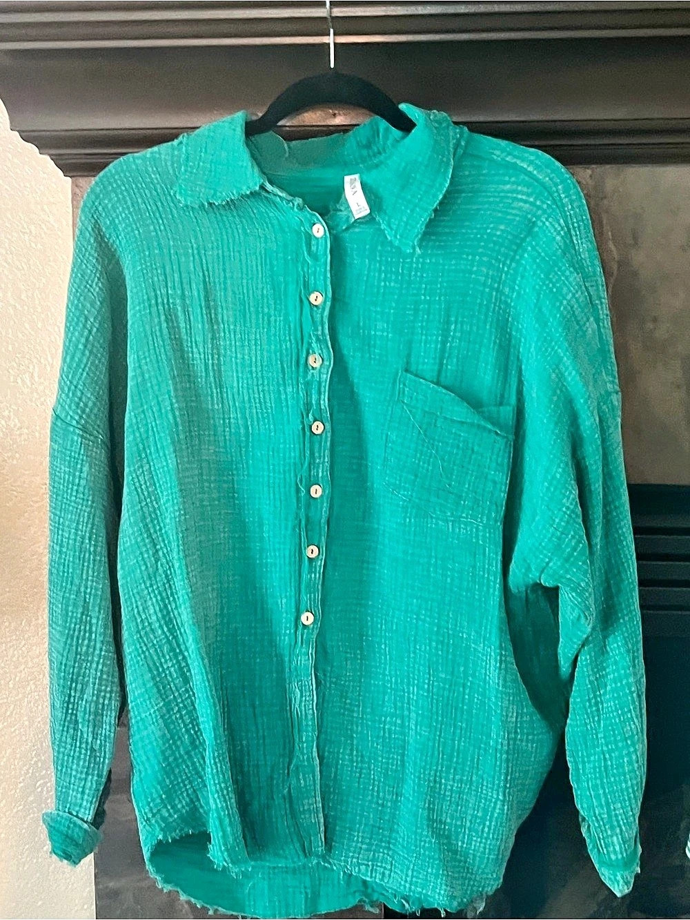 Zennana Green Gauze Button Down Shirt
